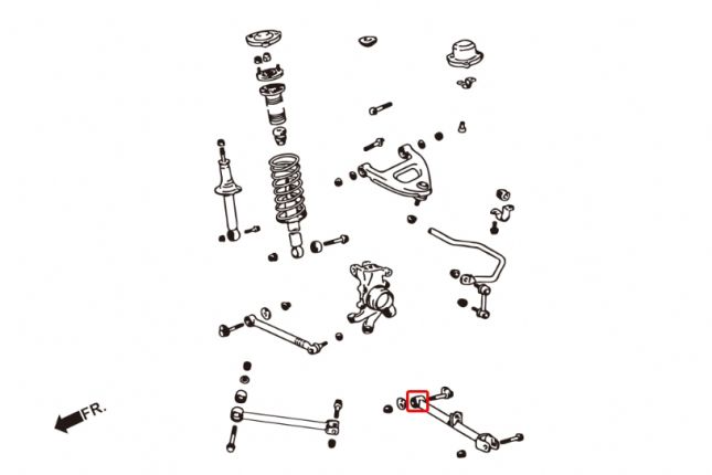 Hardrace - tagumise alumise õõtshoova puks Toyota Mark II