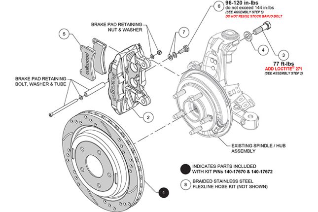 Wilwood - 140-167672-D - Wilwood Big Brake Kit - Tagumine - 305x26mm Kumer, soontega ja puuritud - DPC56 Must