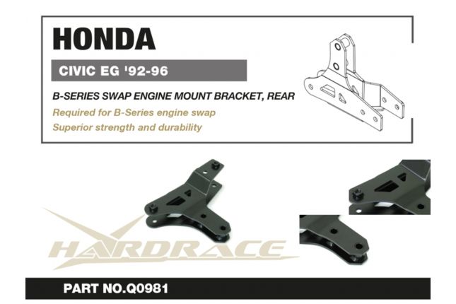 Hardrace - B-seeria vahetusmootori kinnitusklamber - tagumine Honda Civic