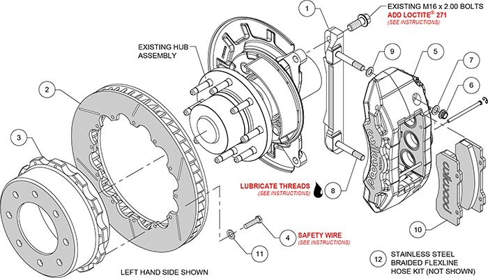 Wilwood - 140-13874 - Wilwood Big Brake Kit - Rear - 394x35mm Bi-Slotted - TX6R Black