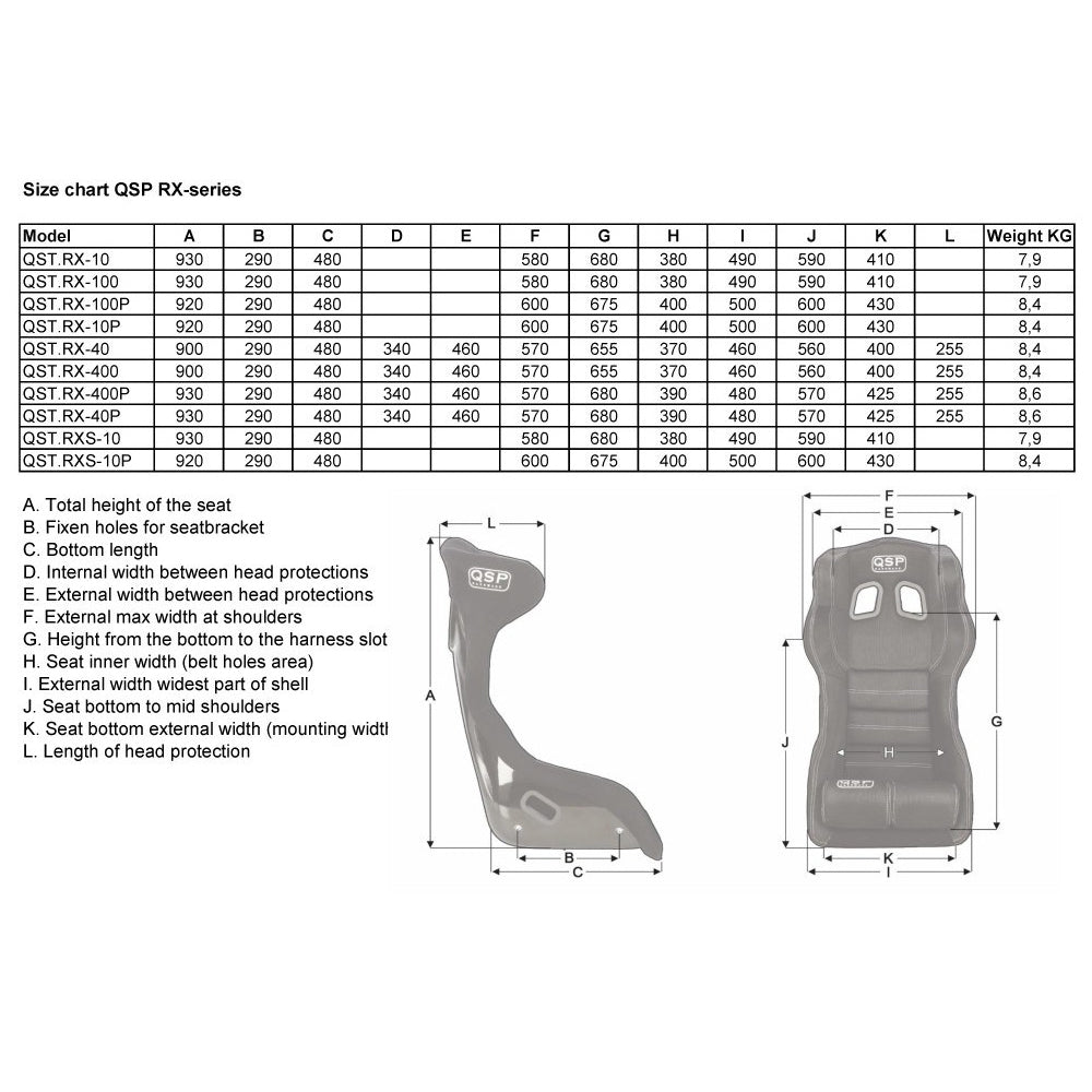 QSP Racing seat RXS-10P XL - FIA 8855-1999 - Black (2030)