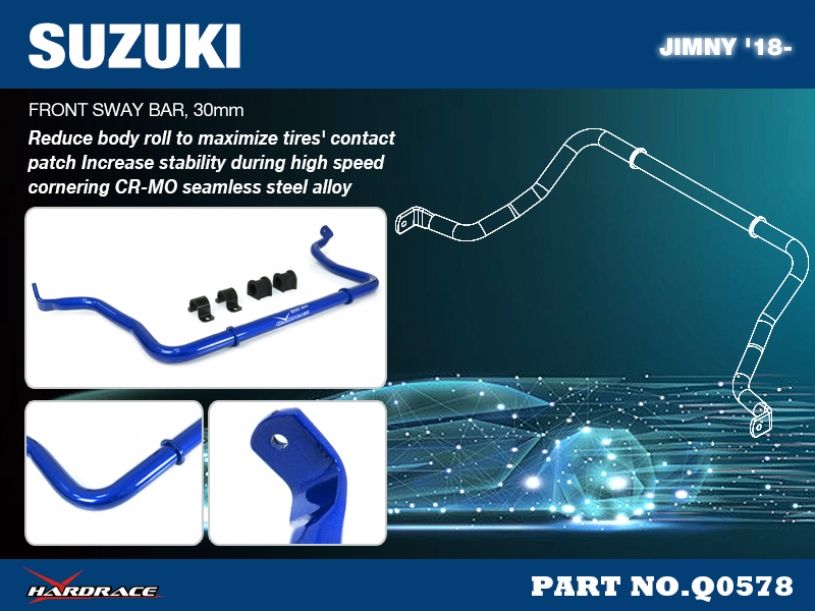 Hardrace - Front Sway Bar Suzuki Jimny
Hardrace
Be the first to review this product
Item #
Q0578