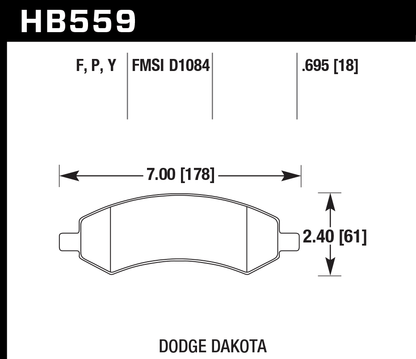 Hawk - HB559Y.695 - Hawk LTS Brake Pads; Front
Hawk
Be the first to review this product
Item #
HWK-HB559Y.695