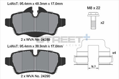Pagid - T8066SP2001 - Pagid Street+ Brake Pads; Rear - PAG-T8066SP2001