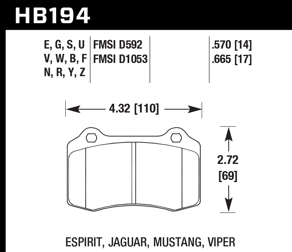 Hawk - HB194U.570 - Hawk DTC-70 Brake Pads; Rear
Hawk
Be the first to review this product
Item #
HWK-HB194U.570
