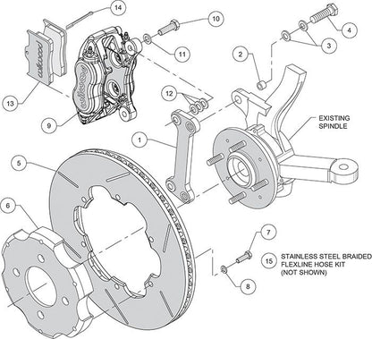 Wilwood - 140-14304 - Wilwood Big Brake Kit - Front - 280x20mm Bi-Slotted - Dynalite Internal-ST Anodized - WIL-140-14304