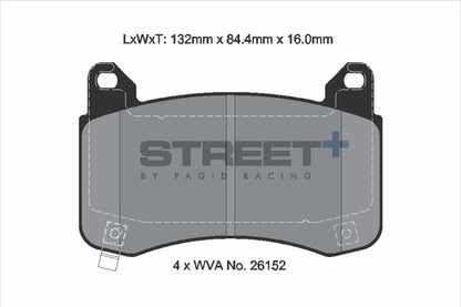 Pagid - T8280SP2001 - Pagid Street+ Brake Pads; Front