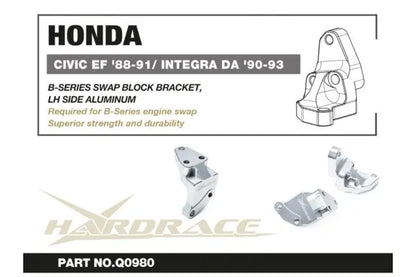 Hardrace - B-series Swap Engine Mount Bracket - Lh Side Honda Civic, Integra, CRX