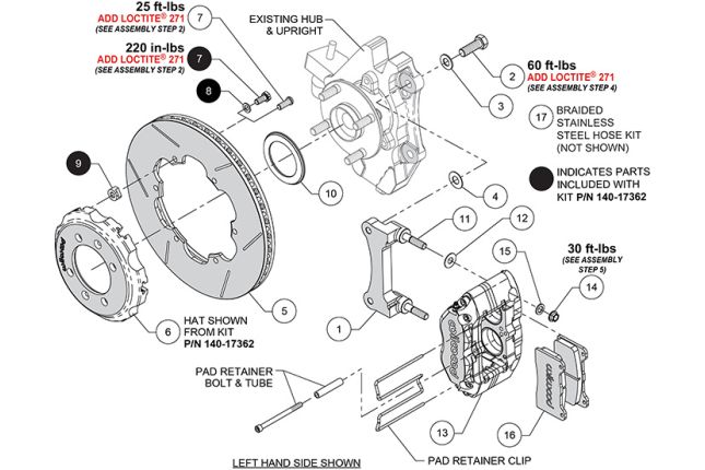 Wilwood - 140-17362 - Wilwoodi suurpidurikomplekt - ees - 280x20mm kahe soonega - sepistatud kitsas Dynapro anodeeritud