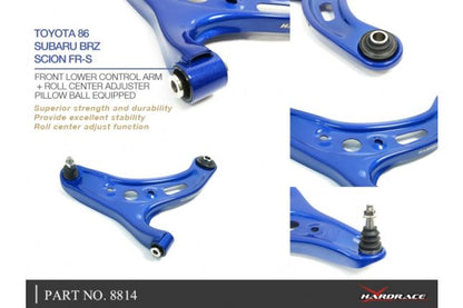 Hardrace - Front Lower Control Arm + Roll Center Adjuster Scion FR-S, Subaru BRZ, Toyota 86