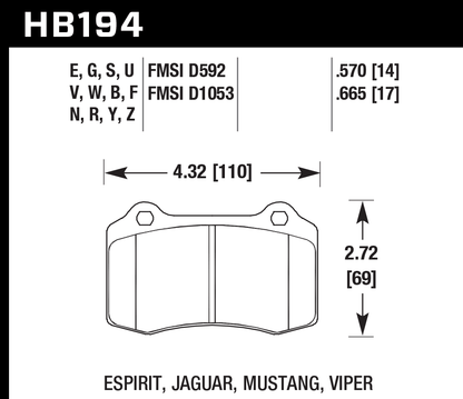 Hawk - HB194Z.570 - Hawk PC Brake Pads; Rear
Hawk
Be the first to review this product
Item #
HWK-HB194Z.570