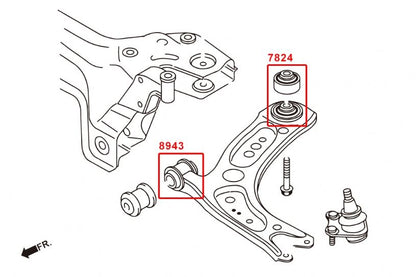 Hardrace - Front Lower Arm - Rear Bushing Audi, Skoda, Volkswagen - 7824