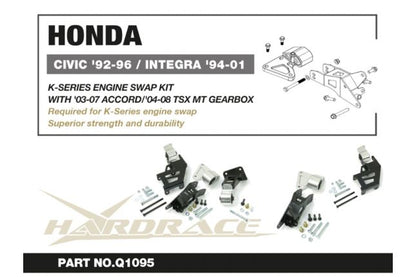 Hardrace - K-series Swap Engine Mount Kit Honda Civic, Integra
